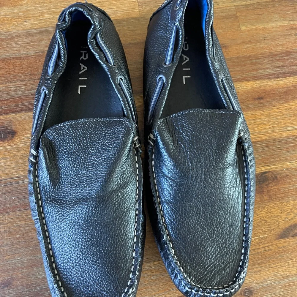 The Rail Mens‎ Leather Driving Moccasins, Black Men’s size 9.5 (Eur 43)